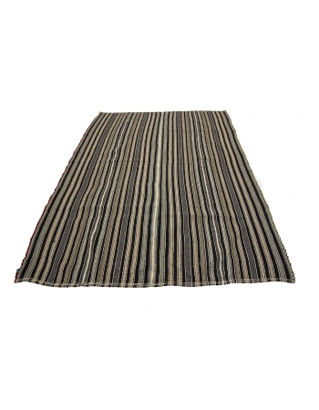 Striped Vintage Turkish Kilim Rug - 6`0" x 8`4"