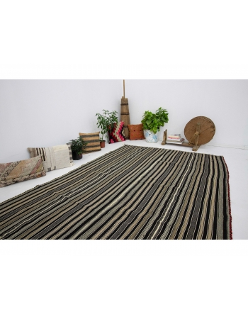 Striped Vintage Turkish Kilim Rug - 6`0" x 8`4"