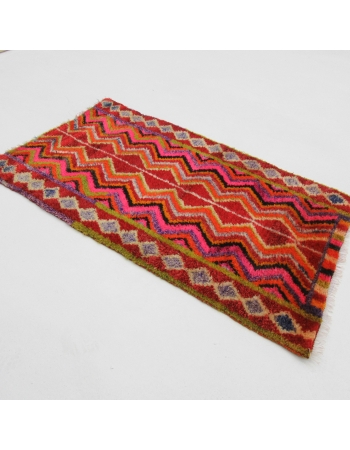 Unique Vintage Colorful Mini Rug - 1`11" x 3`5"