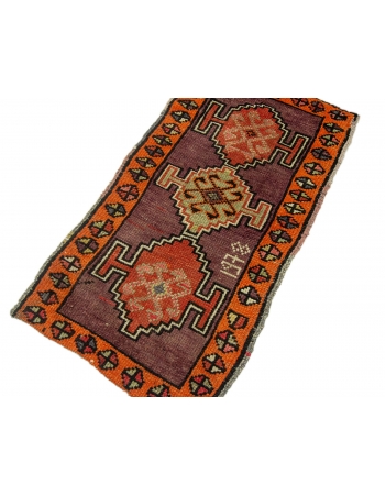 Purple & Orange Vintage Mini Rug - 1`10" x 3`5"