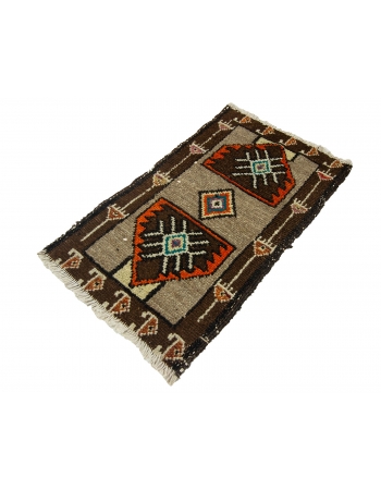 Brown & Orange Mini Vintage Rug - 1`8" x 2`10"