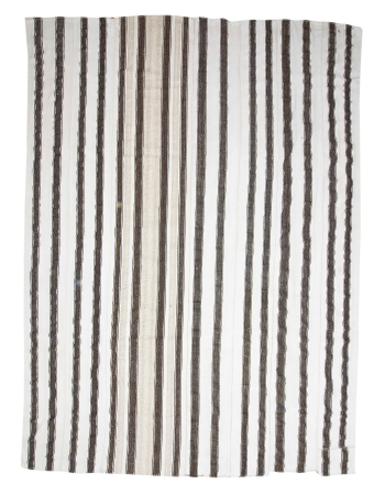 Oversized White & Gray Vintage Kilim Rug - 12`8" x 17`1"