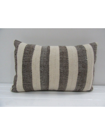 Vintage Handmade Gray and Beige Striped Turkish Kilim Pillow cover