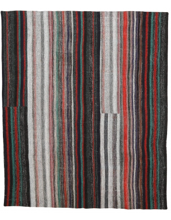 Striped Vintage Turkish Kilim Rug - 8`0