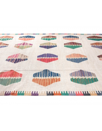 Colorful Large Hemp Kilim Rug - 8`8