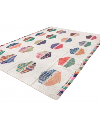 Colorful Large Hemp Kilim Rug - 8`8