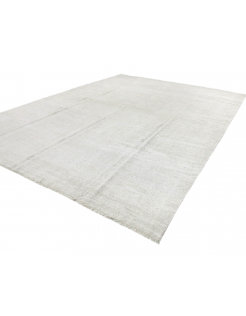 Oversized White Turkish Hemp Kilim Rug - 11`10