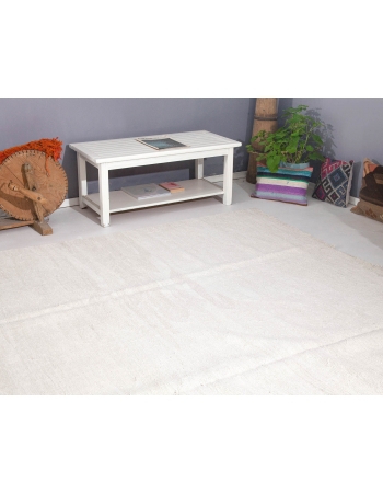 Oversized White Turkish Hemp Kilim Rug - 11`10