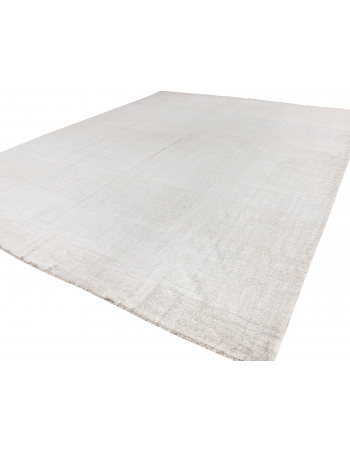 Oversized White Plain Hemp Kilim Rug - 13`1