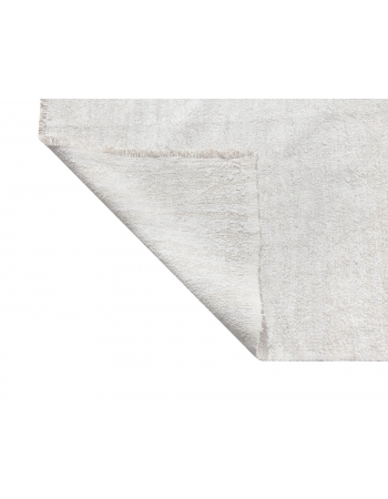 Oversized White Plain Hemp Kilim Rug - 13`1