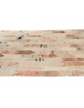 Faded Large Piled Turkish Wool Rug - 8`4