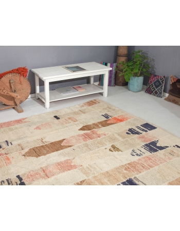 Faded Large Piled Turkish Wool Rug - 8`4