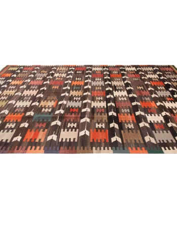 Unique Large Turkish Wool Kilim Rug - 9`0