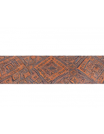 Orange & Blue Long Vintage Kilim Runner - 3`3