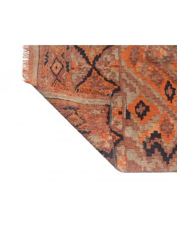 Orange & Blue Long Vintage Kilim Runner - 3`3