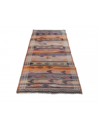 Embroidered Vintage Turkish Kilim Rug - 3`2