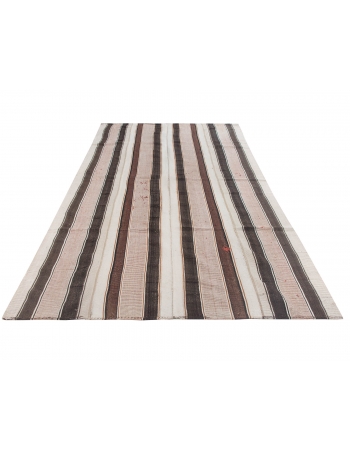 Striped Vintage Turkish Kilim Rug - 5`9