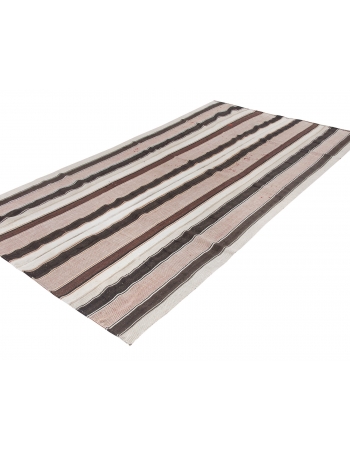 Striped Vintage Turkish Kilim Rug - 5`9