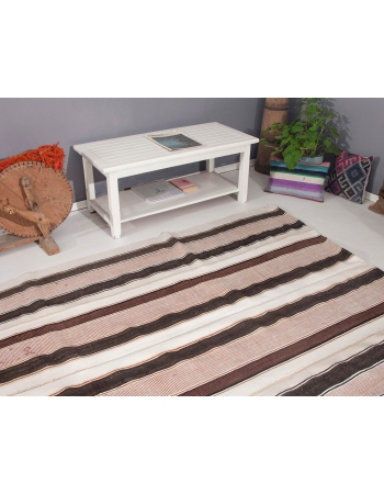 Striped Vintage Turkish Kilim Rug - 5`9