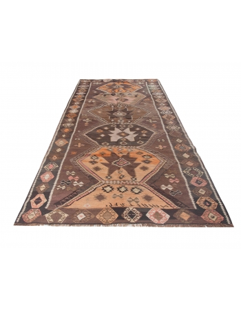 Vintage Turkish Kars Kilim Rug - 5`1