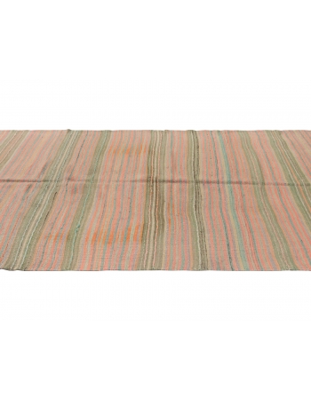 Striped Vintage Turkish Kilim Rug - 5`1