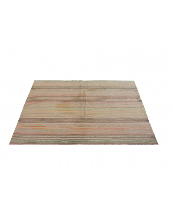 Striped Vintage Turkish Kilim Rug - 4`1