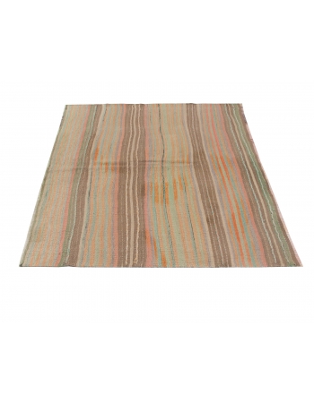 Striped Vintage Turkish Kilim Rug - 4`1