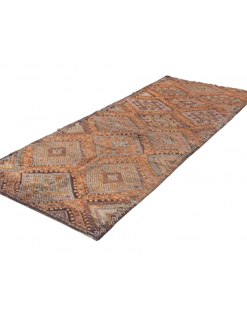 Embroidered Vintage Turkish Kilim Rug - 5`0