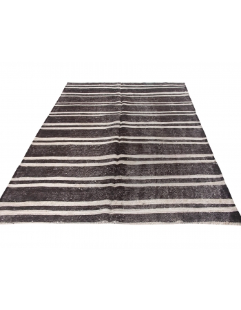 Vintage Striped Turkish Kilim Rug - 5`7