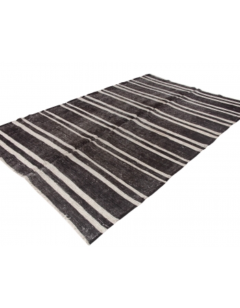 Vintage Striped Turkish Kilim Rug - 5`7