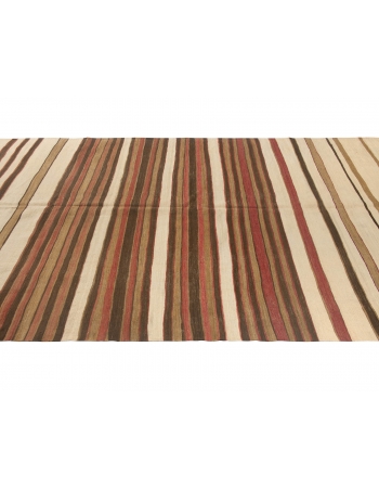 Striped Vintage Turkish Wool Kilim Rug - 6`5