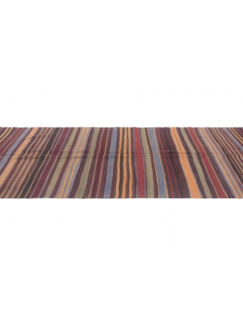 Striped Vintage Turkish Kilim Rug - 4`5