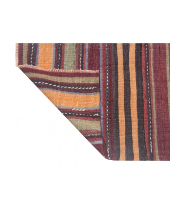 Striped Vintage Turkish Kilim Rug - 4`5