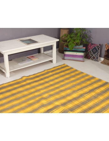 Yellow & Gray Vintage Kilim Rug - 6`7