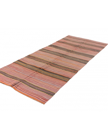 Striped Vintage Turkish Kilim Rug - 5`0