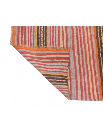 Striped Vintage Turkish Kilim Rug - 5`0