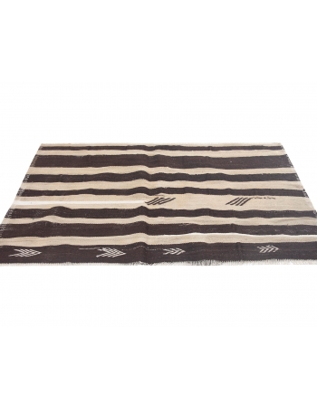 Striped Vintage Turkish Kilim Rug - 3`7