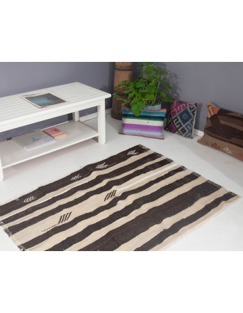 Striped Vintage Turkish Kilim Rug - 3`7