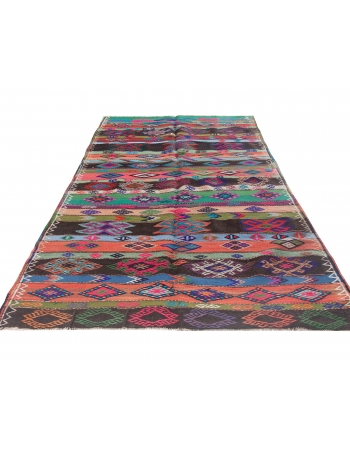 Colorful Vintage Embroidered Kilim Rug - 5`5