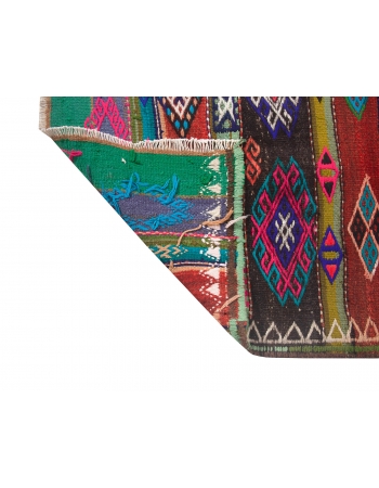 Colorful Vintage Embroidered Kilim Rug - 5`5