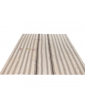 Striped Vintage Wool Kilim Rug - 6`11