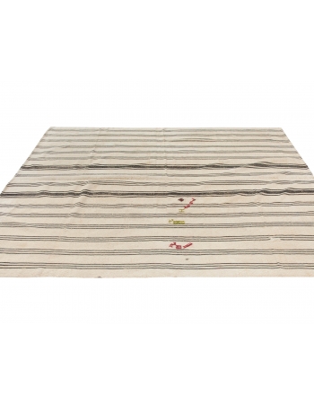 Striped Vintage Wool Kilim Rug - 6`11