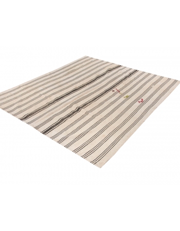 Striped Vintage Wool Kilim Rug - 6`11