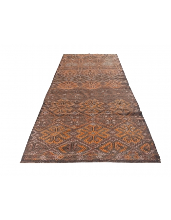 Embroidered Vintage Kilim Rug - 4`2