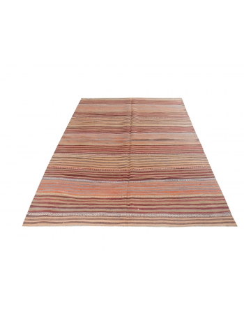 Striped Vintage Wool Kilim Rug - 5`0