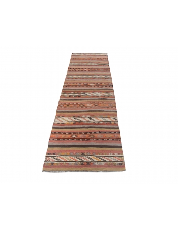 Vintage Embroidered Kilim Runner Rug - 2`7