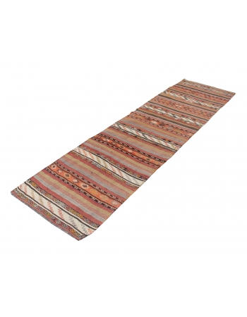 Vintage Embroidered Kilim Runner Rug - 2`7