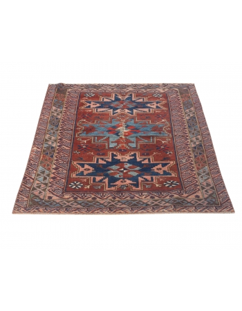 Decorative Antique Caucasian Wool Rug - 3`8