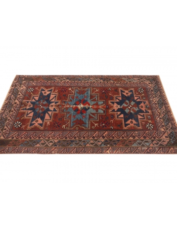 Decorative Antique Caucasian Wool Rug - 3`8