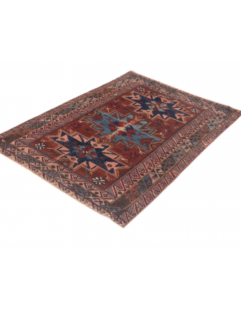 Decorative Antique Caucasian Wool Rug - 3`8